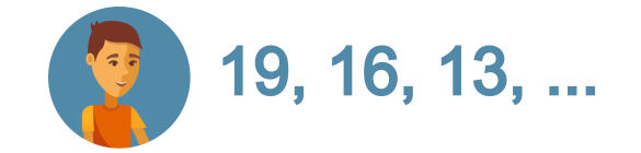 19, 16, 13, .